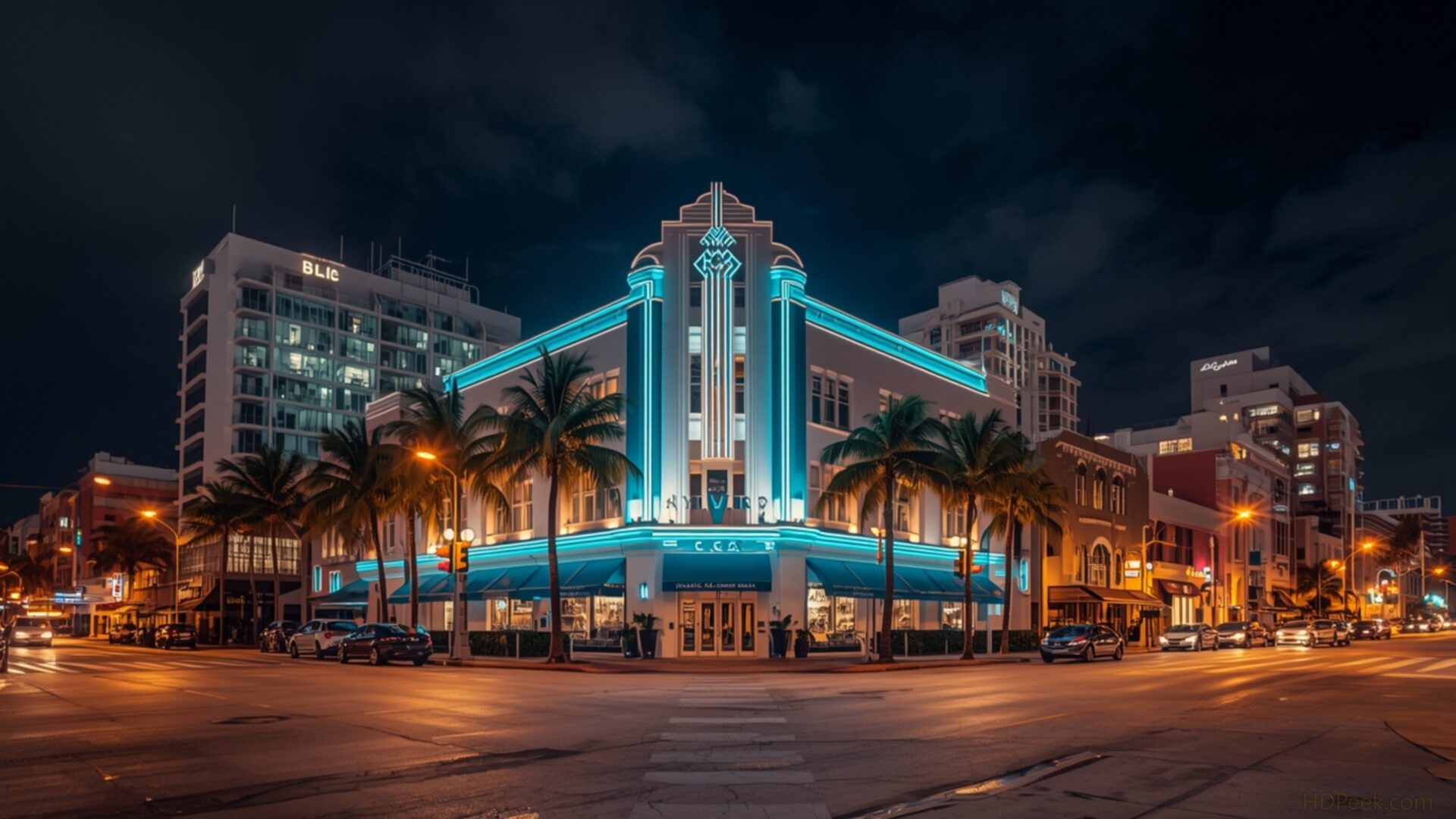 miami south beach art deco district wallpaper, cities & architecture, art deco, florida, miami, ocean drive, south beach, tropical, desktop, mobile, background