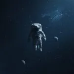 Minimalist Astronaut Floating Space Dark