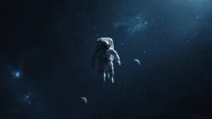 Minimalist Astronaut Floating Space Dark