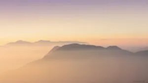 Misty Mountain Range Sunrise View