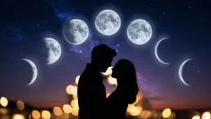 Moon Phases Couple Silhouette Symbolic Cycle Night