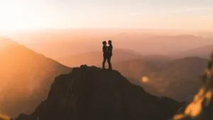 Mountain Peak Summit Couple View Vastness Journey