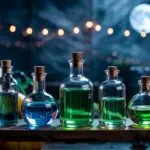 Mystic Potion Bottles on Shelf