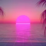 Neon Pink Miami Sunset Scene