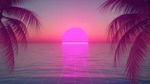 Neon Pink Miami Sunset Scene