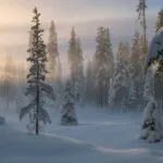 Northern Forest Taiga Pine Trees Deep Snow Wilderness
