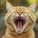 Orange Cat Yawning Funny Close-Up
