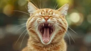 Orange Cat Yawning Funny Close-Up