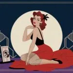Pin Up Girl Art Deco Style Illustration Elegant Pose