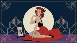Pin Up Girl Art Deco Style Illustration Elegant Pose