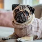 Pug Dog Wearing a Cute Sweater
