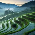Rice Terraces Green Layers Asian Landscape Intricate