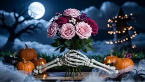 Skeleton Hands Holding Flowers