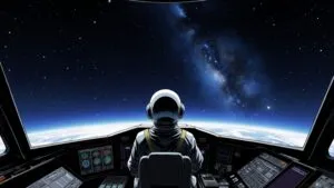 Space Opera Pilot Cockpit View Starlight Scene