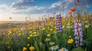 Spring Wildflowers Meadow Vertical Scene