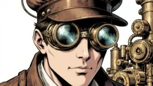 Steampunk Inventor Detailed Goggles Workshop Art