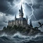 Wizard Tower Overlooking Stormy Sea