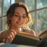 Woman Reading Beside Sunlit Window