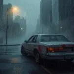 Abandoned Car in the Rain