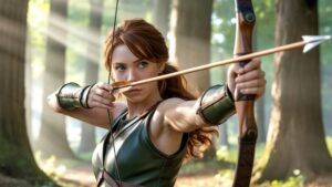 Agile Anime Elven Archer Girl Readying Shot