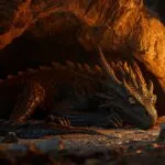 Ancient Dragon Sleeping in Cave