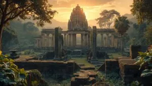 Ancient Ruins Temple Pillars Jungle Growth