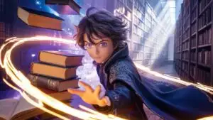 Anime Boy In Magical Library