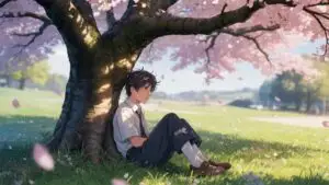 Anime Boy Sitting Under Tree