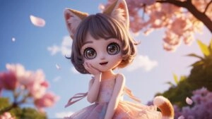 Anime Cat Girl Cute Pose