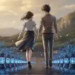 Anime Couple Strolling Through Silent Alley