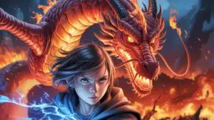 Anime Fire Dragon Behind Girl