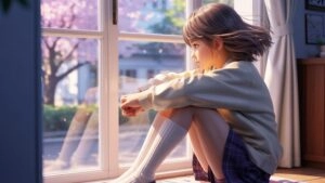 Anime Girl Sitting By Window