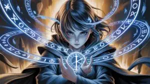 Anime Girl With Floating Runes