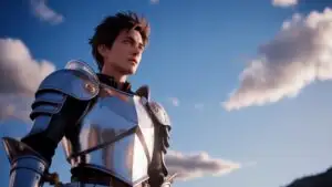 Anime Knight Boy Under Epic Sky