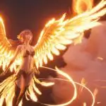 Anime Phoenix Girl Ascending Flames