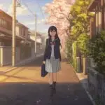Anime School Girl Walking Alone