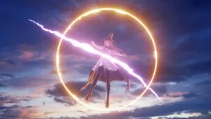 Anime Sorcerer Girl Floating With Light