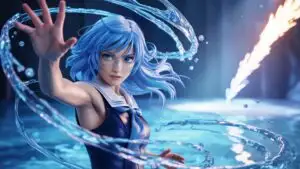 Anime Water Girl Casting Magic