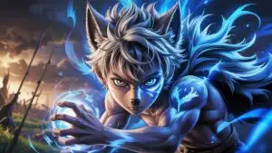 Anime Wolf Boy With Blue Aura