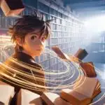 Arcane Library Wizard Boy With Floating Magic Books
