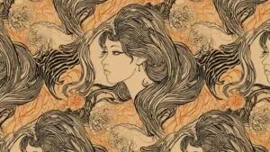 Art Nouveau Style Character Flowing Hair Pattern