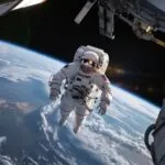 Astronaut Floating Weightless Near Spacecraft