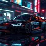 Audi R8 V10 Black Street Reflection