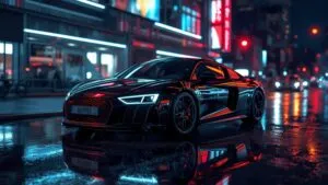 Audi R8 V10 Black Street Reflection