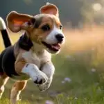 Beagle Puppy Running in Field