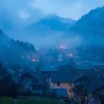 Blue Mist Over Mountain Town