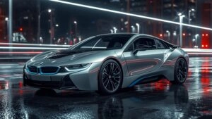 BMW i8 Hybrid Silver Futuristic Look