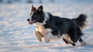 Border Collie Running in Snow