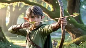 Calm Focus Fantasy RPG Forest Elf Archer Boy