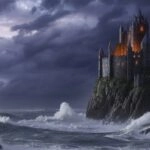 Castle on Cliff Above Stormy Sea